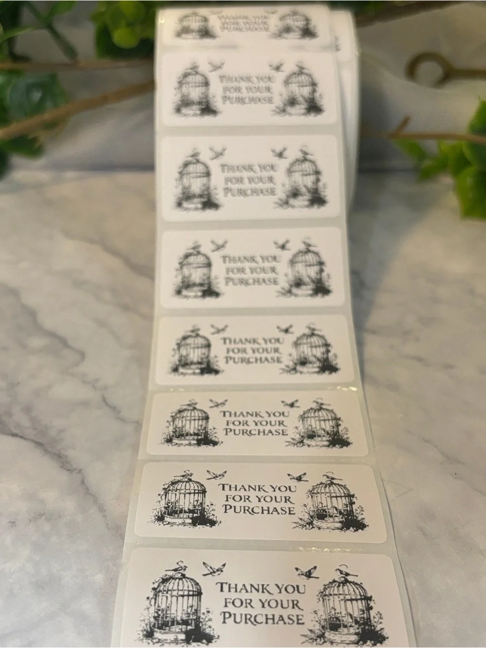 Vintage Birdcage Thank You Labels 200 Pack 2x1 Small Business Stickers
